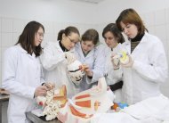 First year students during their anatomy lab class