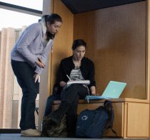 Students studying on campus