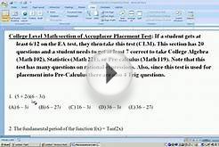 Accuplacer Math Placement test 3 (College Level section
