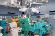 Clinical classes at one of the operating theatres (students dressed in yellow)